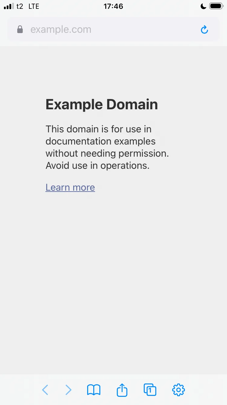 Wayline Browser displaying an HTTPS webpage on iPhone